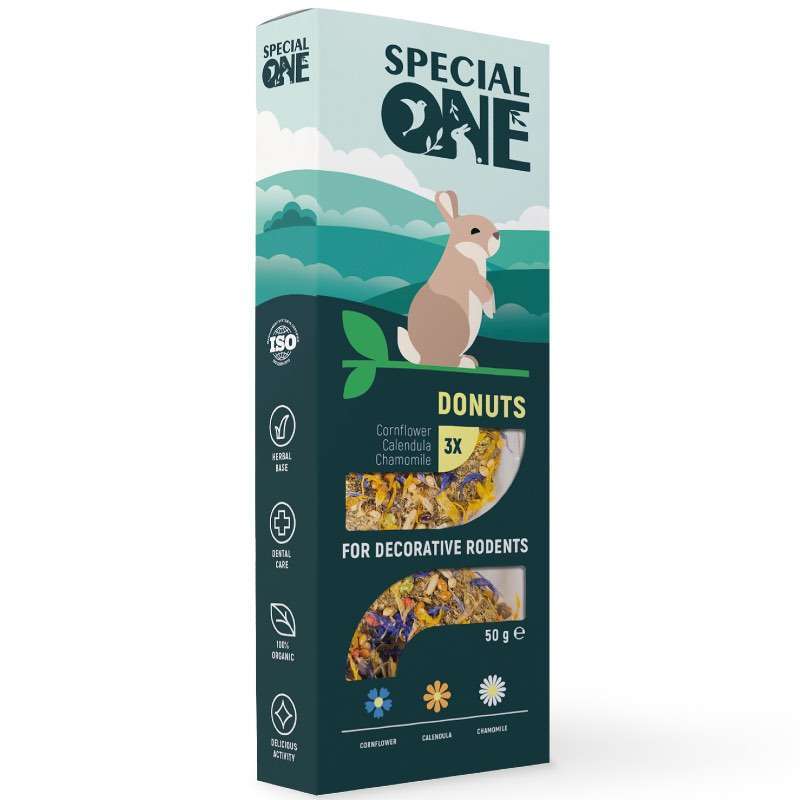 Special One (Спешл Ван) Donuts - Пончики "Василёк, календула, ромашка" на травяной основе для декоративных грызунов (50 г) в E-ZOO