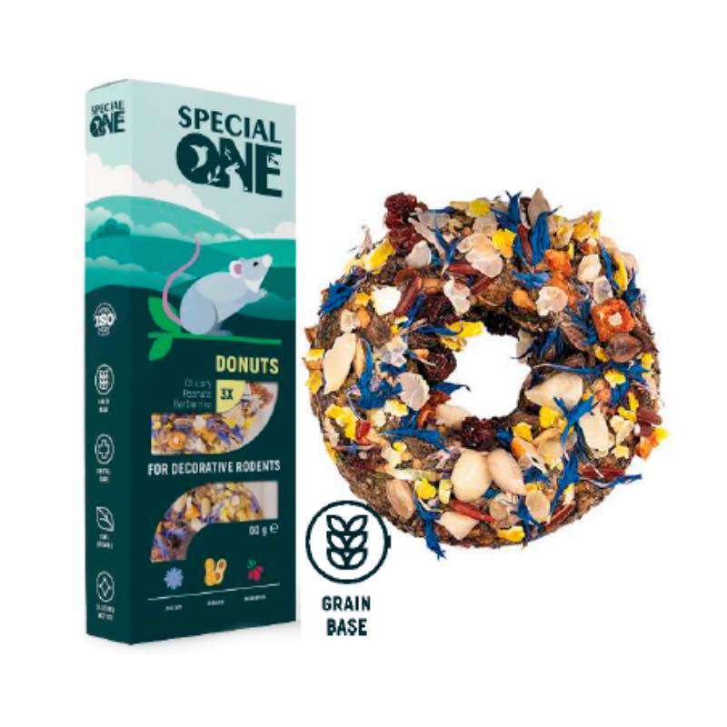 Special One (Спешл Ван) Donuts - Пончики "Цикорий, арахис, барбарис" на зерновой основе для декоративных грызунов (60 г) в E-ZOO