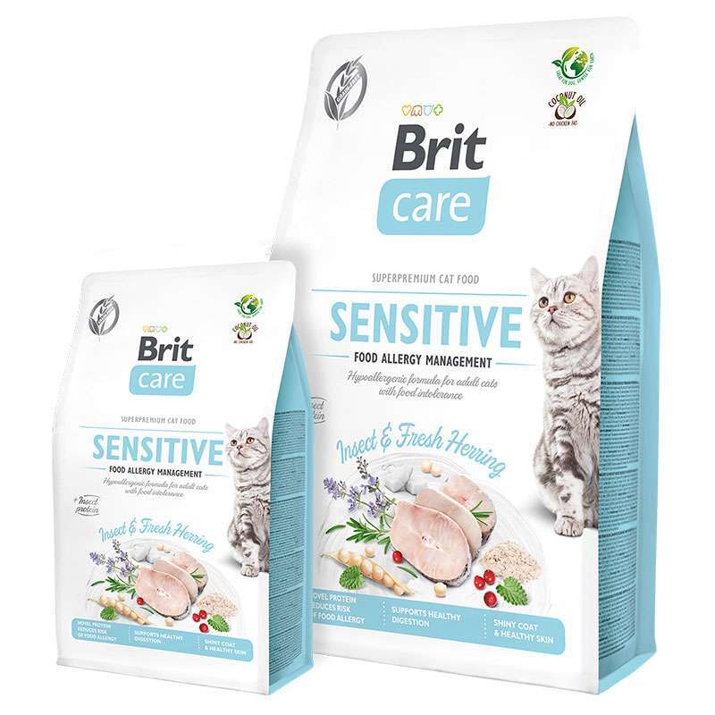Brit Care (Брит Кеа) Cat Sensitive Insect&Fresh Herring – Сухой беззерновой корм с насекомыми и сельдью для кошек с чувствительным пищеварением (2 кг) в E-ZOO