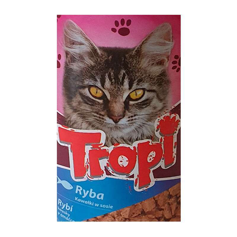 Tropi (Тропі) Pouch for Cat Salmon in Gravy - Вологий корм з лососем для котів (шматочки у соусі) (100 г) в E-ZOO