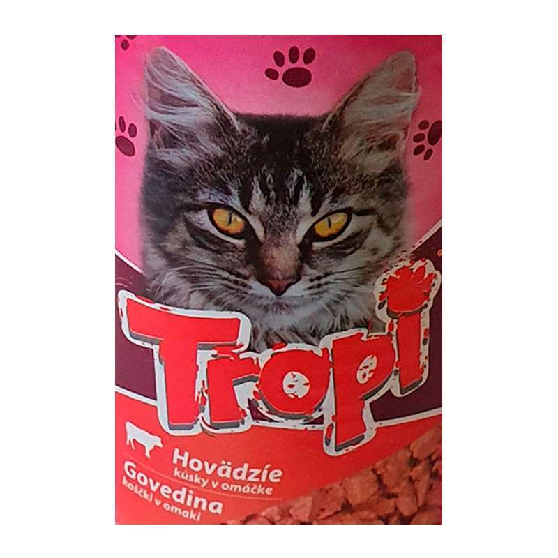 Tropi (Тропи) Pouch for Cat Beef in Gravy - Влажный корм с говядиной для котов (кусочки в соусе) (100 г) в E-ZOO