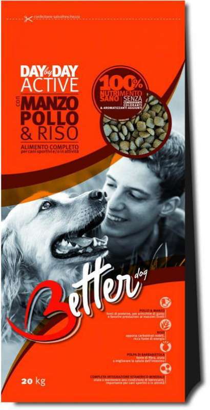 Better (Беттер) DAY by DAY Active Dog with Chicken Beef & Rise - Сухой корм для активных собак с курицей, говядиной и рисом (20 кг) в E-ZOO