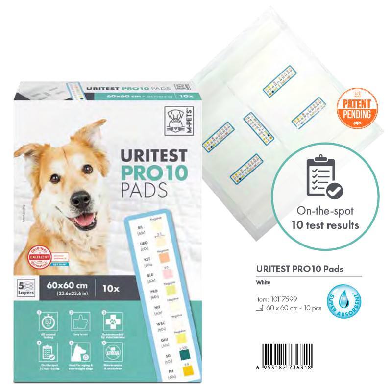 M-Pets (М-Петс) Uritest PRO 10 Pads - Одноразові пелюшки для тестування розладів та захворювань сечовивідних шляхів у собак (10 тестів) (60х60 см / 10 шт.) в E-ZOO