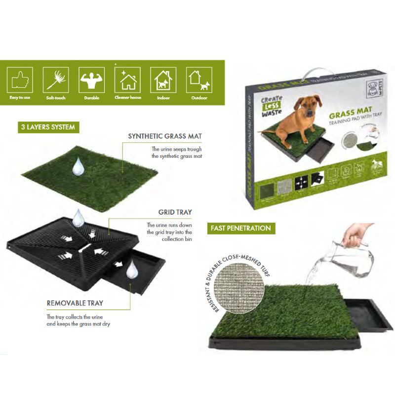 M-Pets (М-Петс) Grass Mat Training Pad with Tray - Трав'яний мат для привчання собак до туалету з піддоном (58х46 см) в E-ZOO