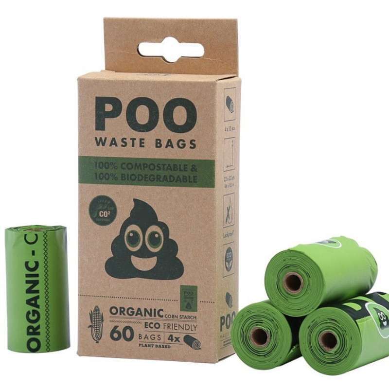 M-Pets (М-Петс) POO Dog Waste Bags 100% Compostable & Biodegradable – Биологически разлагаемые пакеты для уборки за собаками (60 шт.) в E-ZOO