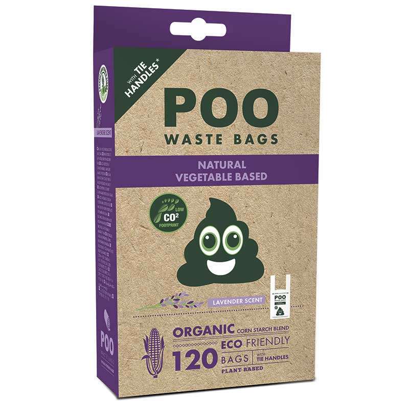 M-Pets (М-Петс) POO Dog Waste Bags with Handles Lavender Scented – Биологически разлагаемые пакеты с ручками для уборки за собаками с ароматом лаванды (120 шт.) в E-ZOO