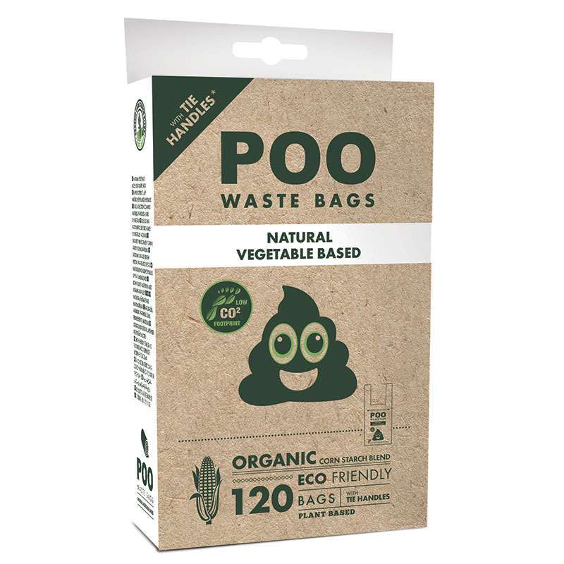 M-Pets (М-Петс) POO Dog Waste Bags with Handles Non Scented – Пакети, що біологічно розкладаються, з ручками для прибирання за собаками без запаху (120 шт.) в E-ZOO