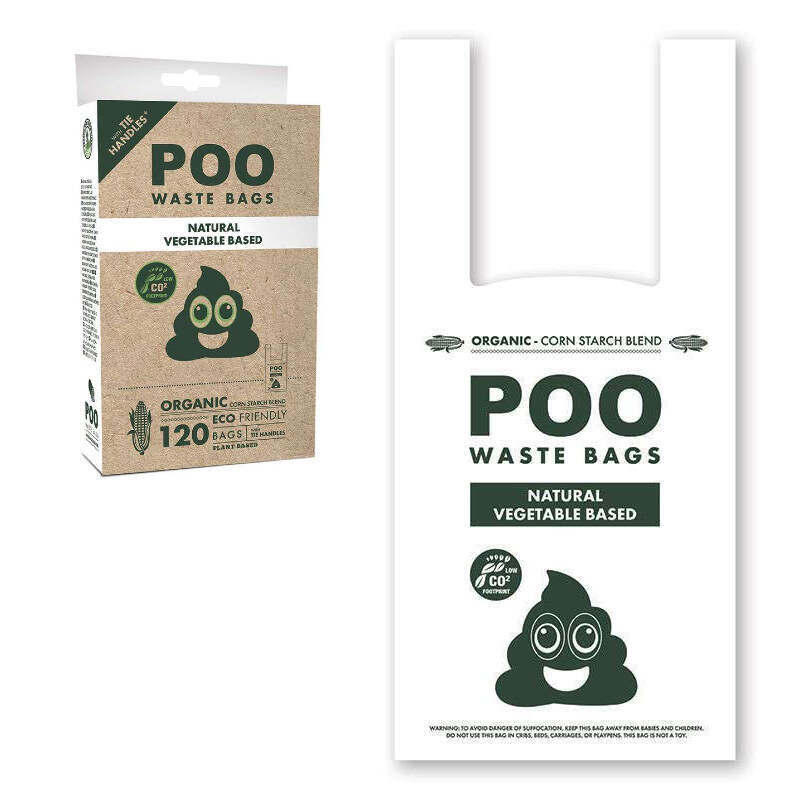 M-Pets (М-Петс) POO Dog Waste Bags with Handles Non Scented – Биологически разлагаемые пакеты с ручками для уборки за собаками без запаха (120 шт.) в E-ZOO