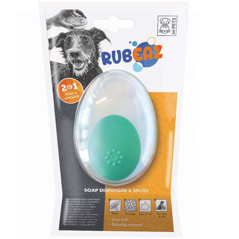 M-Pets (М-Петс) Rubeaz Soap Dispenser & Brush - Щётка-массажёр с диспенсером для купания собак и котов (11,5х7,5 см) в E-ZOO