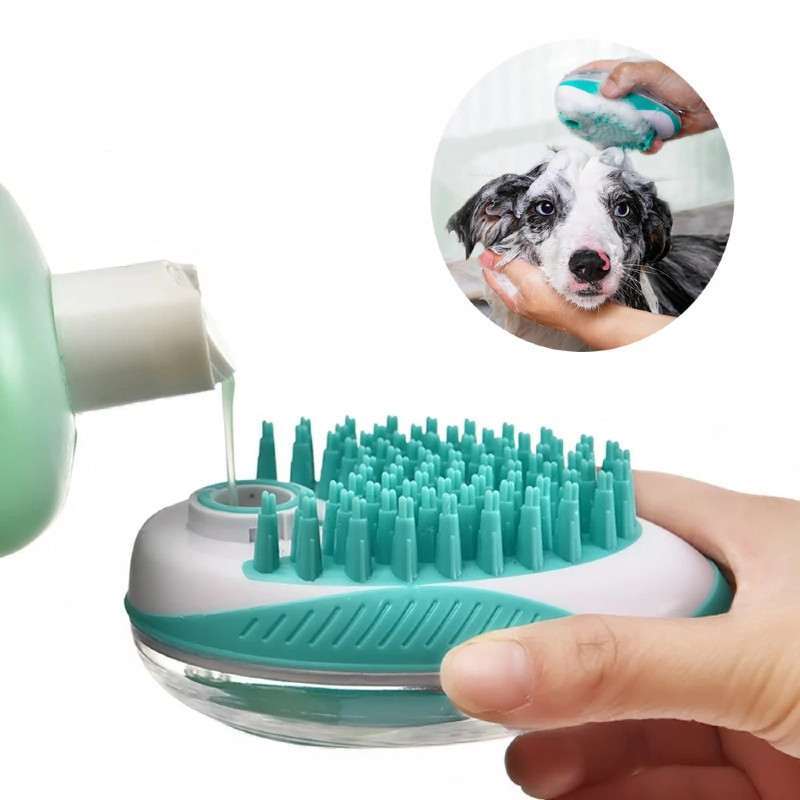 M-Pets (М-Петс) Rubeaz Soap Dispenser & Brush - Щітка-масажер з диспенсером для купання собак та котів (11,5х7,5 см) в E-ZOO