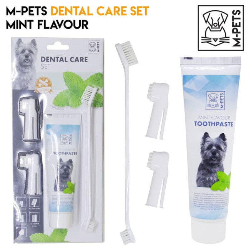 M-Pets (М-Петс) Dental Care set - Mint flavor Toothpaste Kit - Набір для догляду за зубами із зубною пастою зі смаком м'яти для собак (Комплект) в E-ZOO