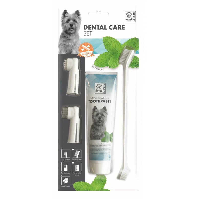 M-Pets (М-Петс) Dental Care set - Mint flavor Toothpaste Kit - Набір для догляду за зубами із зубною пастою зі смаком м'яти для собак (Комплект) в E-ZOO