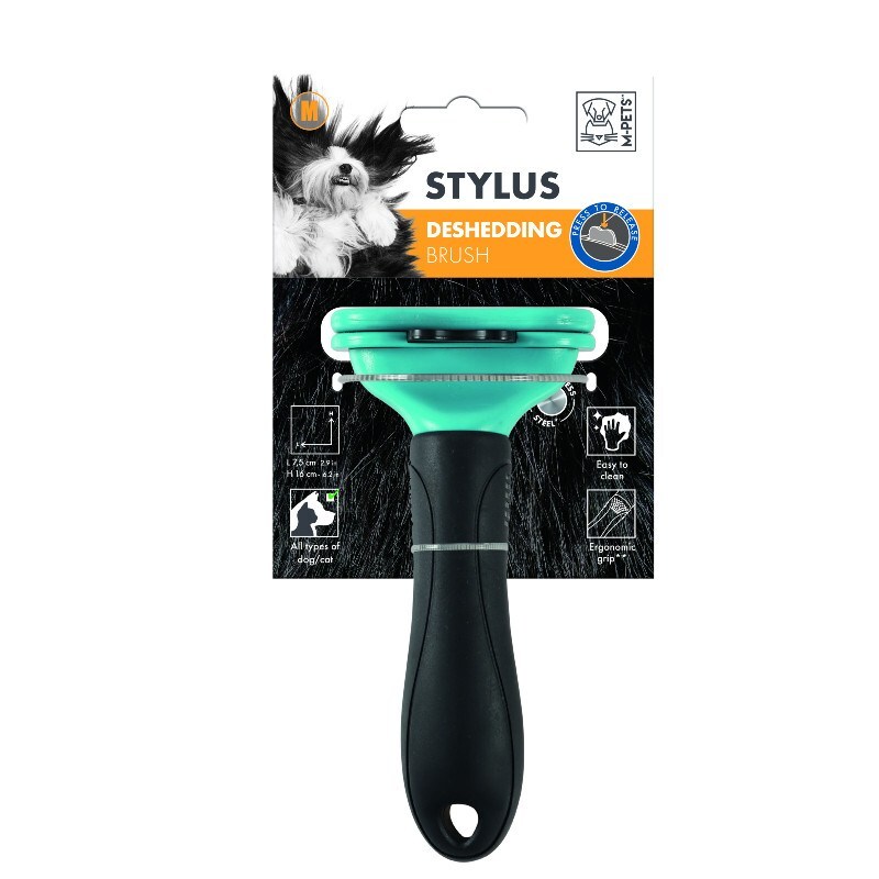 M-Pets (М-Петс) Stylus Deshedding Brush - Дешеддер для видалення шерсті, що випала під час линяння для собак і котів (L) в E-ZOO