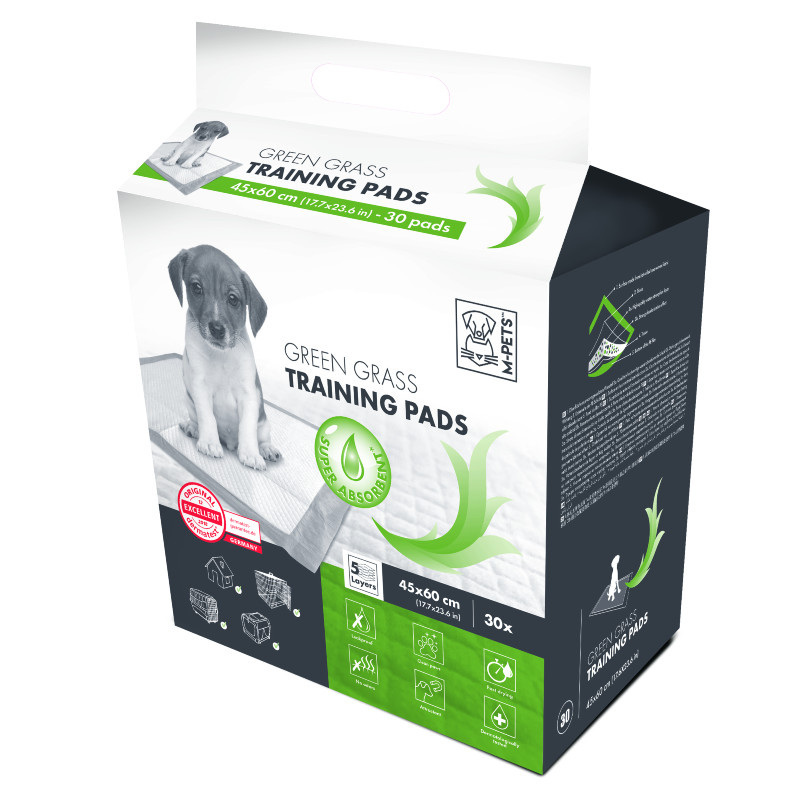 M-Pets (М-Петс) Green Grass Puppy Training Pads - Одноразовые пеленки с ароматом зеленой травы для приучения щенков к туалету (60х45 см / 30 шт.) в E-ZOO