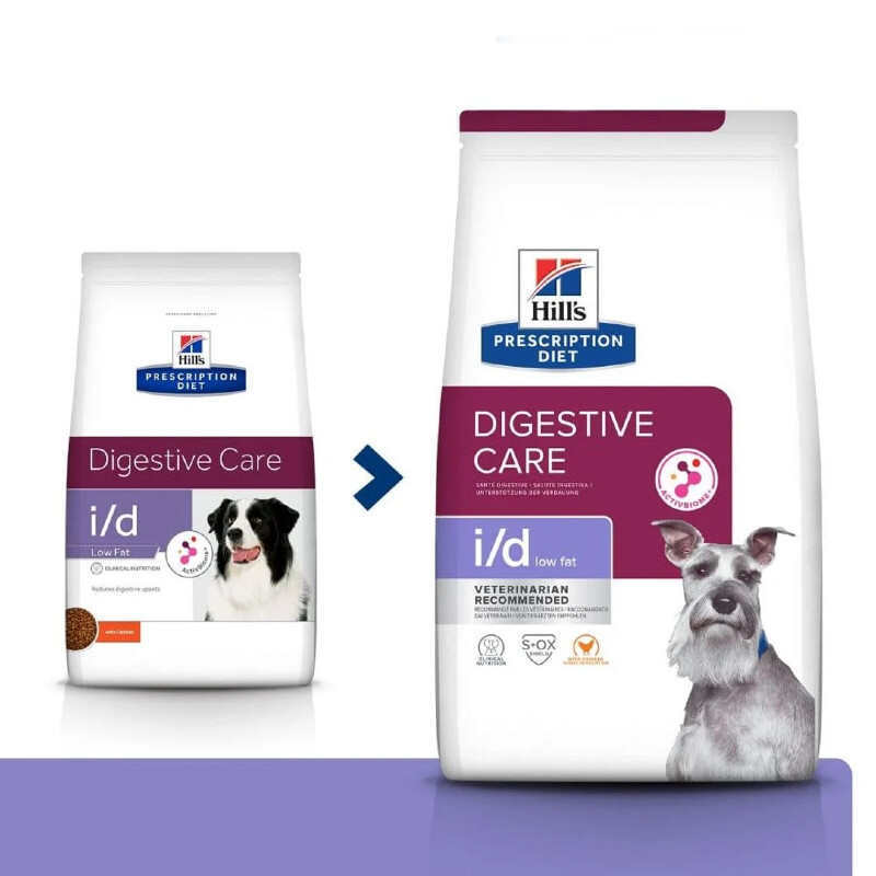 Hill's (Хиллс) Prescription Diet Digestive Care i/d Low Fat (ActivBiome+) - Корм-диета с курицей и инновационной смесью пребиотических пищевых волокон для собак с проблемами пищеварения (12 кг) в E-ZOO