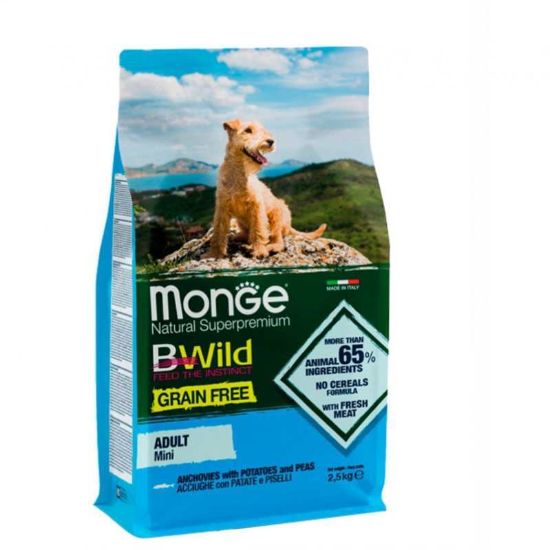 Monge (Монж) BWild Grain Free Anchovies Adult Mini - Беззерновой корм c анчоусом для взрослых собак мелких пород (2,5 кг Sale!) в E-ZOO