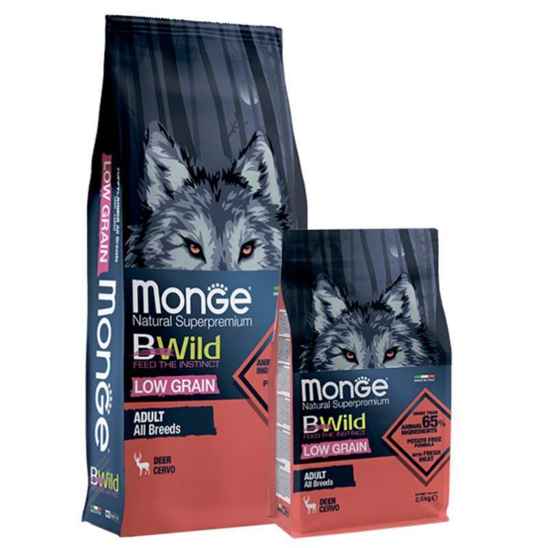 Monge (Монж) BWild Low Grain Wild Deer Adult All Breeds - Низкозерновой сухой корм из мяса оленя для взрослых собак всех пород (15 кг) в E-ZOO