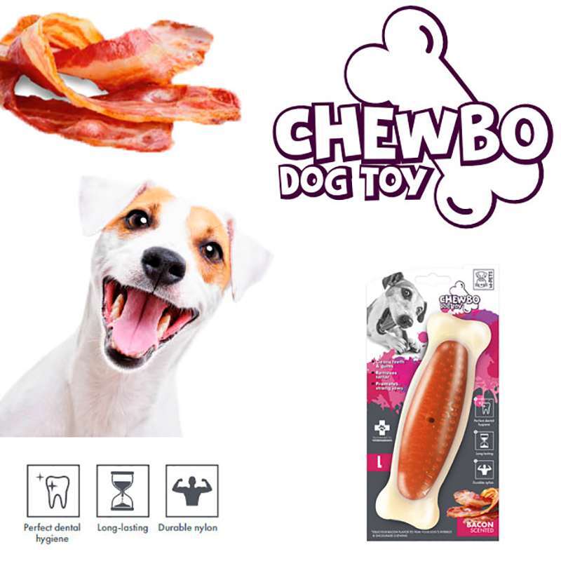 M-Pets (М-Петс) Chewbo Bone Clean Dental Bacon Scented – Жувальна іграшка Дентал Боне з ароматом бекону для собак (L) в E-ZOO