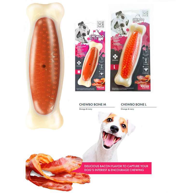 M-Pets (М-Петс) Chewbo Bone Clean Dental Bacon Scented – Жувальна іграшка Дентал Боне з ароматом бекону для собак (L) в E-ZOO