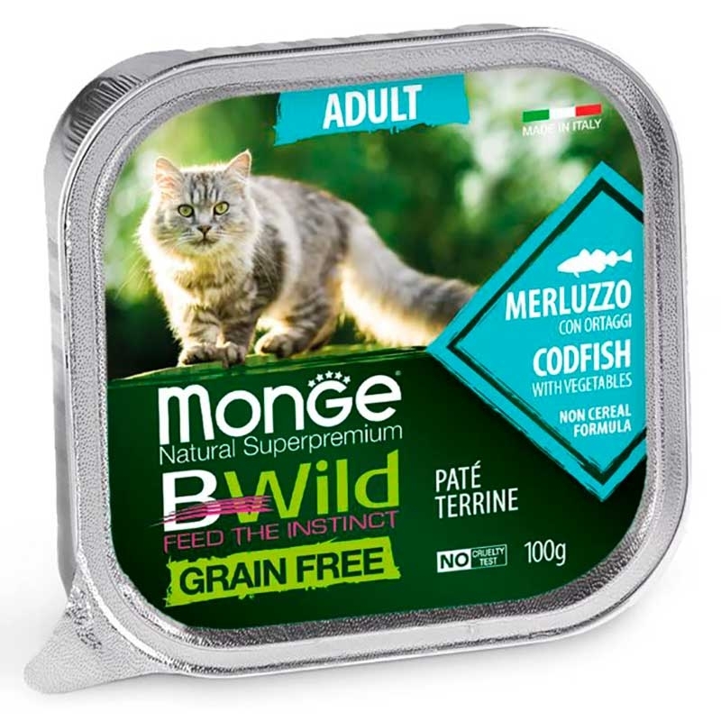 Monge (Монж) BWild Grain Free Wet Cod Fish Adult Cat - Консервированный беззерновой корм из трески для взрослых кошек (паштет) (100 г) в E-ZOO