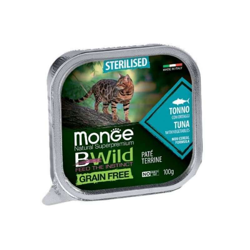 Monge (Монж) BWild Grain Free Wet Tuna Sterilized Cat - Консервований беззерновий корм з тунця для стерилізованих котів (паштет) (100 г) в E-ZOO