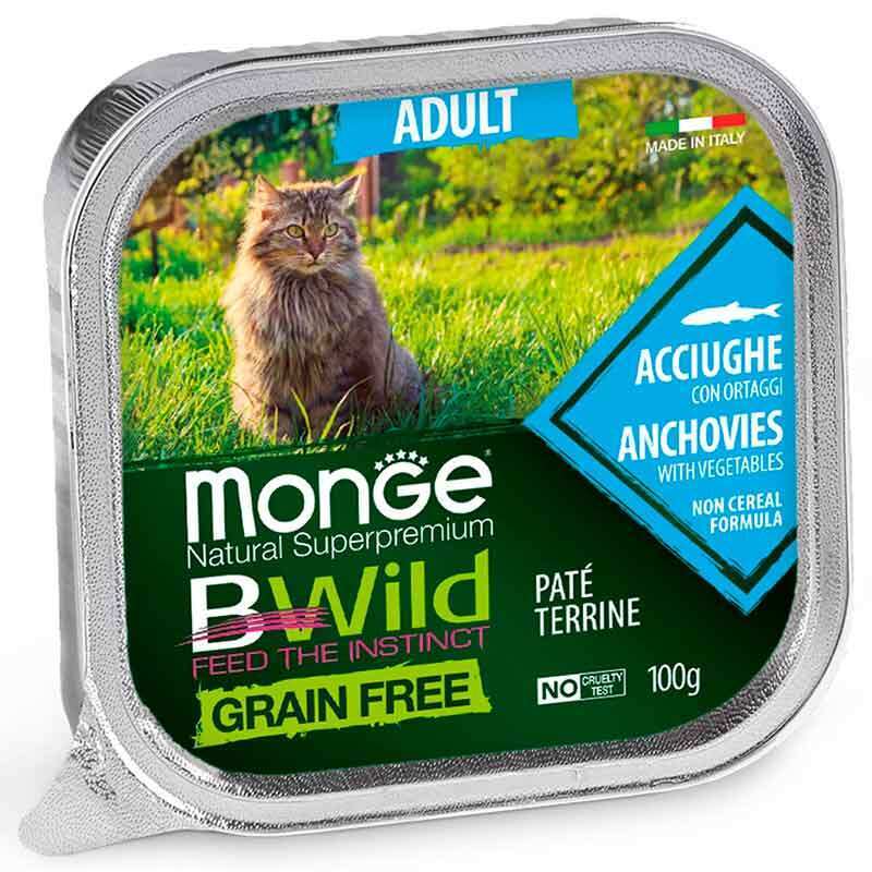 Monge (Монж) BWild Grain Free Wet Anchovies Adult Cat - Консервированный беззерновой корм из анчоусов для взрослых кошек (паштет) (100 г) в E-ZOO
