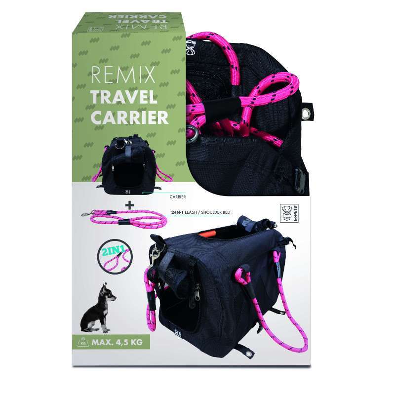 M-Pets (М-Петс) Remix Travel Carrier 2in1 Black - Складна сумка-переноска з повідцем у комплекті для собак малих порід та котів вагою до 4,5 кг (41х28х28 см) в E-ZOO