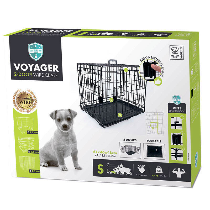 M-Pets (М-Петс) Voyager Wire Crate 2 doors – Проволочная клетка с 2 дверями и запатентованным замком Securo lock для собак (S (61х46х48 см)) в E-ZOO