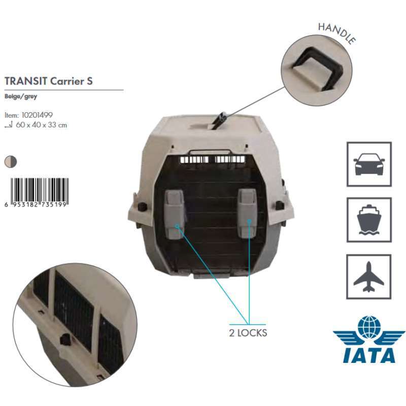 M-Pets (М-Петс) Transit Dog Carrier Metal Frame Window IATA - Переноска с металлическими решетками на окнах, соответствующая стандартам IATA, для собак и котов весом до 11,4 кг (60х40х33 см) в E-ZOO