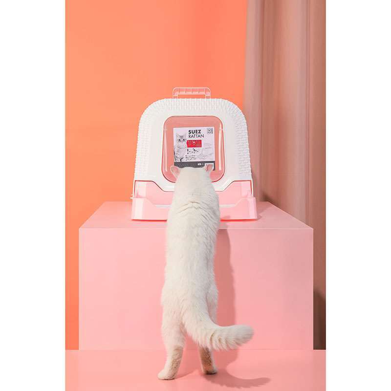 M-Pets (М-Петс) Suez Rattan Cat Toilet – Закритий котячий туалет з вугільним фільтром та висувними сходами (69х41х42 см) в E-ZOO
