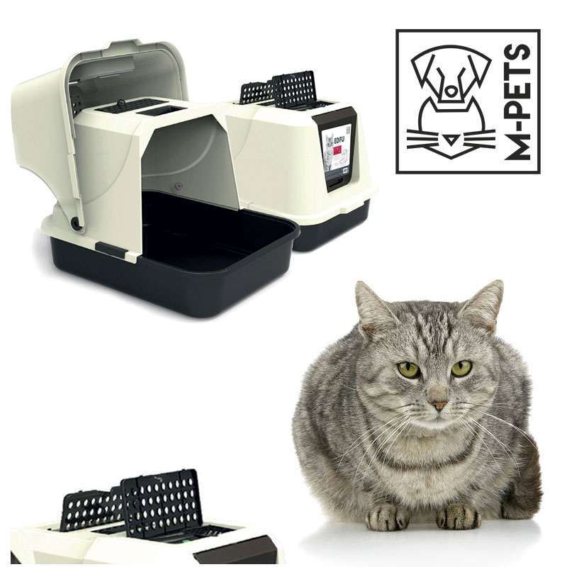 M-Pets (М-Петс) Cat Litter Box Edfu – Закритий котячий туалет Едфі з дверним клапаном і кришкою, що піднімається (58х43х46 см) в E-ZOO