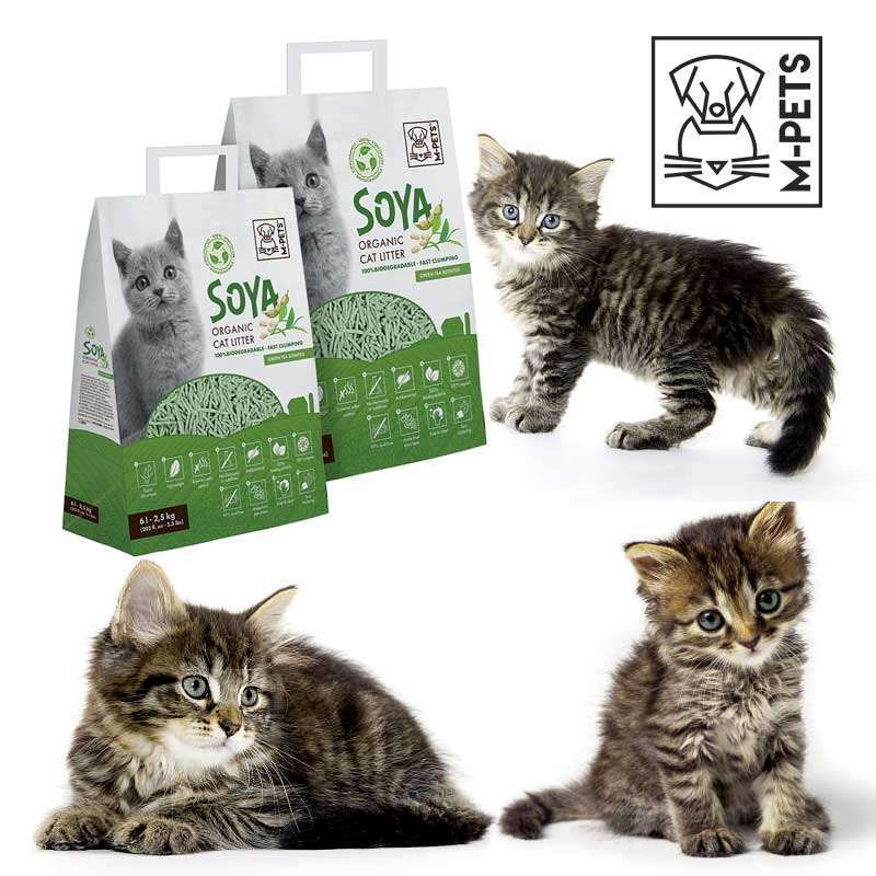 M-Pets (М-Петс) Soya Organic Cat Litter Green Tea Scented – Органічний, що 100% розкладається, наповнювач для котячого туалету з ароматом зеленого чаю (10 л) в E-ZOO