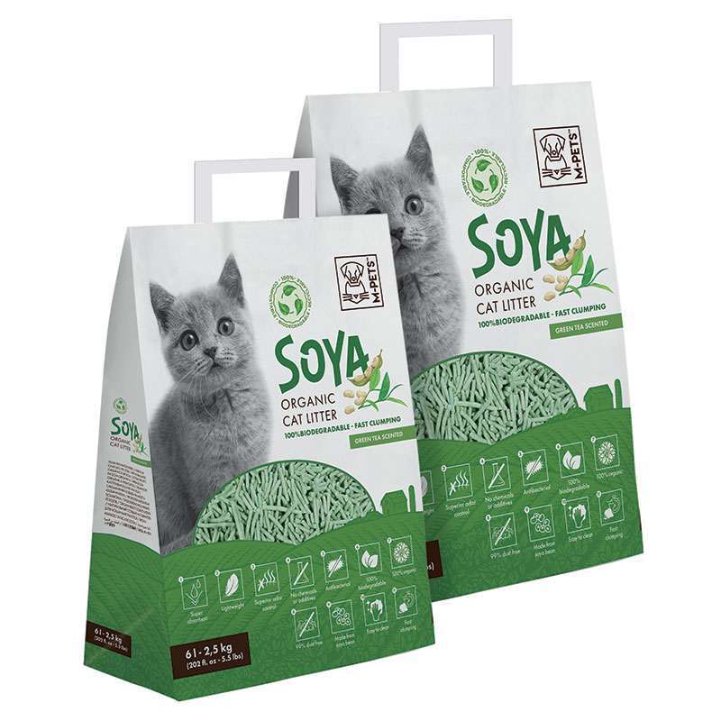 M-Pets (М-Петс) Soya Organic Cat Litter Green Tea Scented – Органический 100% биоразлагаемый наполнитель для кошачьего туалета с ароматом зелёного чая (10 л) в E-ZOO