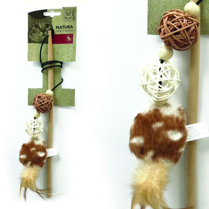 M-Pets (М-Петс) Natura 3-Balls Wand - Іграшка-дражнилка для котів з трьома кульками та котячою м'ятою (35 см) в E-ZOO
