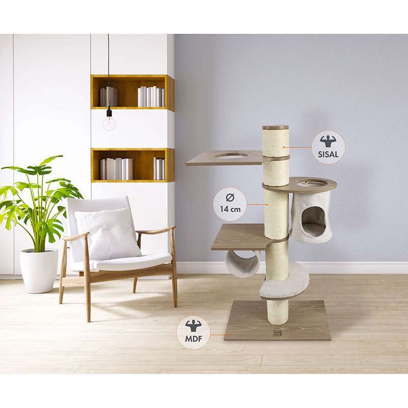 M-Pets (М-Петс) CatElite Leonardo Cat tree – Ігровий комплекс Леонардо з дряпкою для котів (68х40х127 см) в E-ZOO
