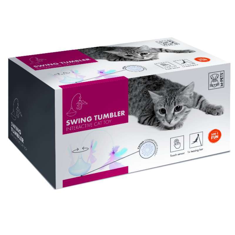 M-Pets (М-Петс) Swing Tumbler - Интерактивная игрушка-дразнилка для котов с отсеком для кошачьей мяты (8,2x8,2x6,6 см) в E-ZOO