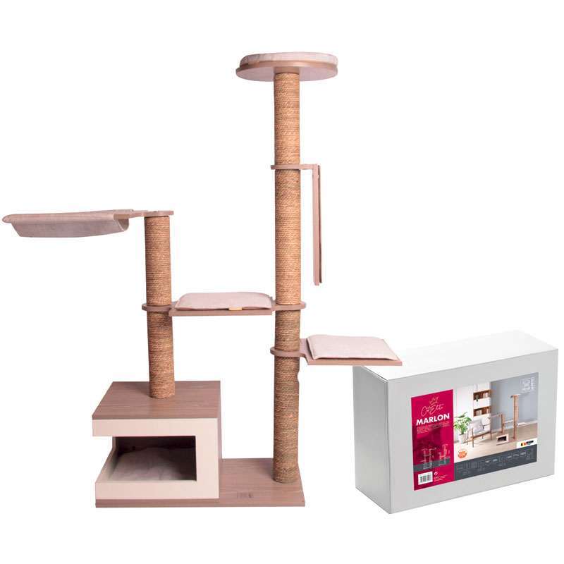 M-Pets (М-Петс) CatElite Marlon Cat tree – Ігровий комплекс Марлон с 4 лежаками, будиночком і дряпкою для котів (68х40х126 см) в E-ZOO