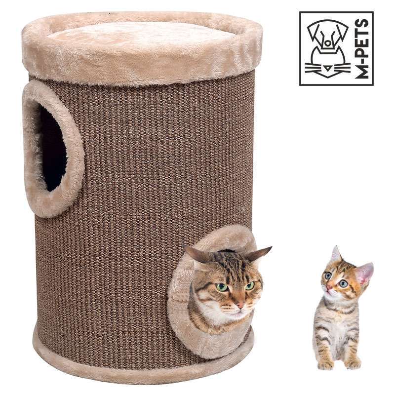 M-Pets (М-Петс) Ararat Cat Tree – Когтеточка-домик с лежаком Арарат для кошек (33х33х50 см) в E-ZOO
