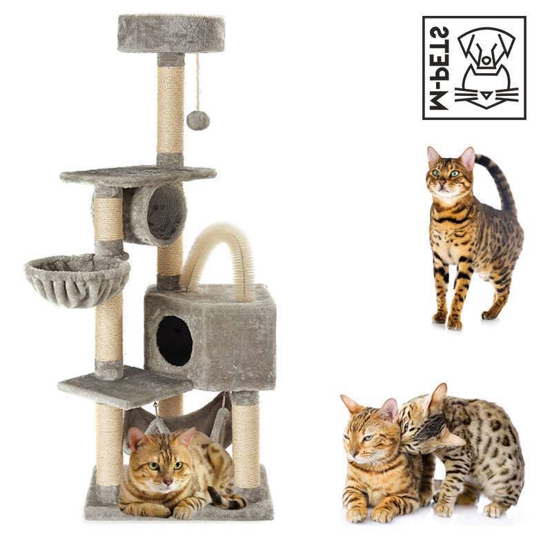 M-Pets (М-Петс) Olympus Cat Tree – Ігровий комплекс Олімп для гри та відпочинку котів з кігтеточкою, будиночком, платформами та тунелем (60х37х150 см) в E-ZOO
