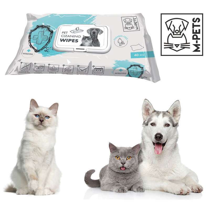 M-Pets (М-Петс) Pet Cleaning Wipes Anti-Bacteria – Антибактеріальні вологі серветки для собак і котів будь-якого віку (40 шт.) в E-ZOO