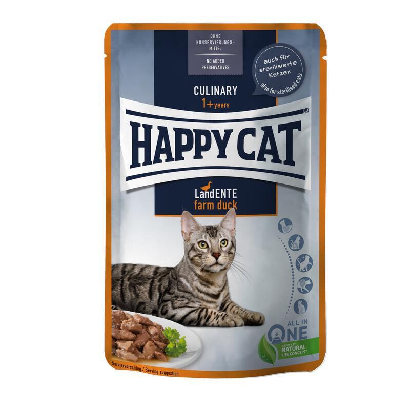 Happy Cat (Хэппи Кэт) Culinary Land-Ente - Влажный корм с уткой для кошек (кусочки в соусе) (85 г) в E-ZOO