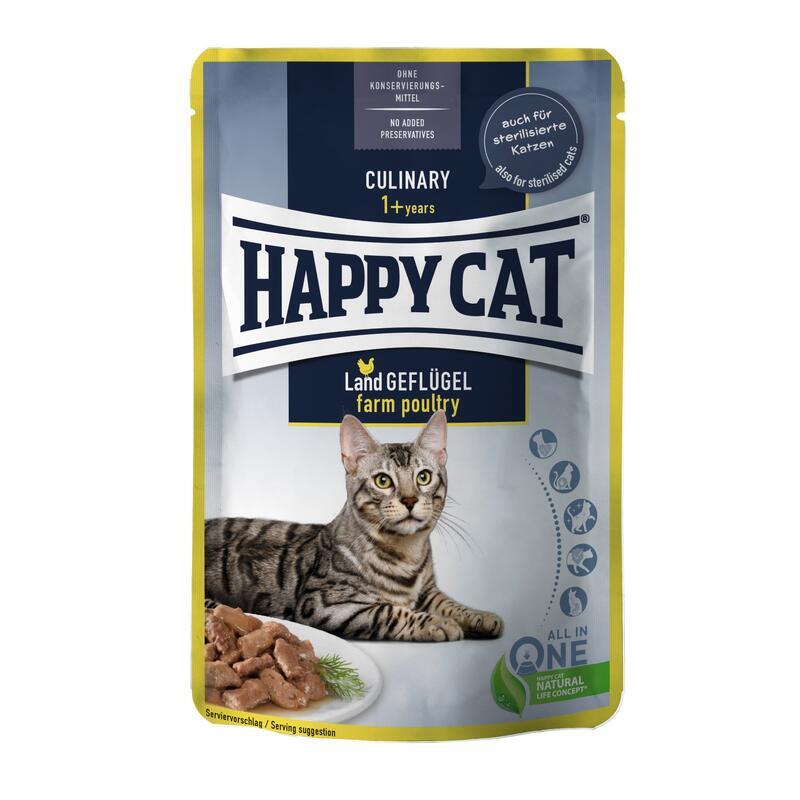 Happy Cat (Хэппи Кэт) Culinary Land-Geflugel - Влажный корм с птицей для кошек (кусочки в соусе) (85 г) в E-ZOO