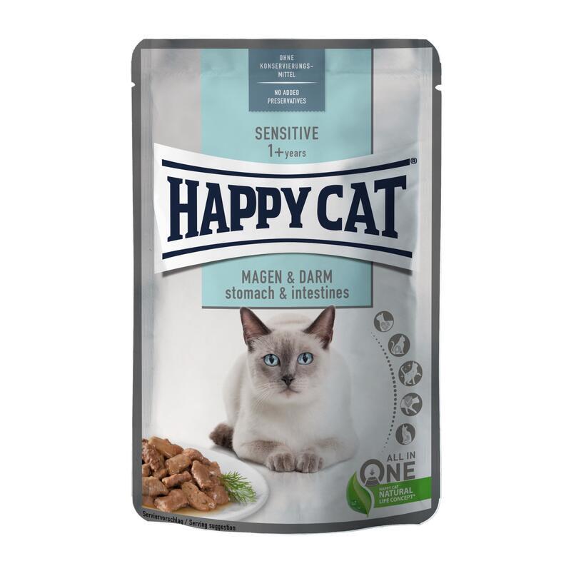 Happy Cat (Хэппи Кэт) Sensitive Magen&Darm - Влажный корм с мясом птицы для кошек с чувствительным пищеварением (кусочки в соусе) (85 г) в E-ZOO