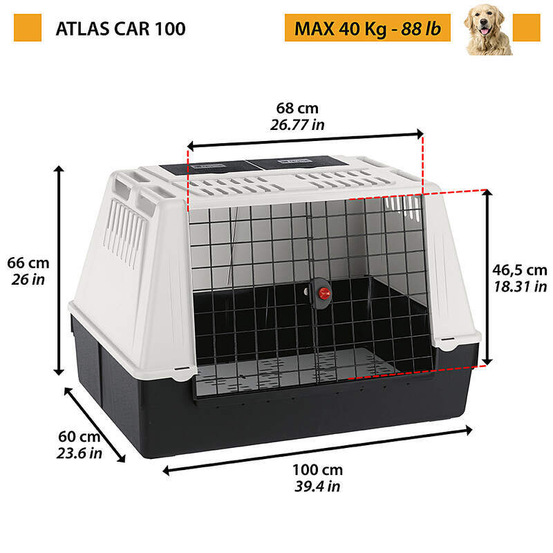 Ferplast (Ферпласт) Atlas Car 100 - Переноска для перевозки собак в автомобиле весом до 40 кг (100x60x66 см) в E-ZOO