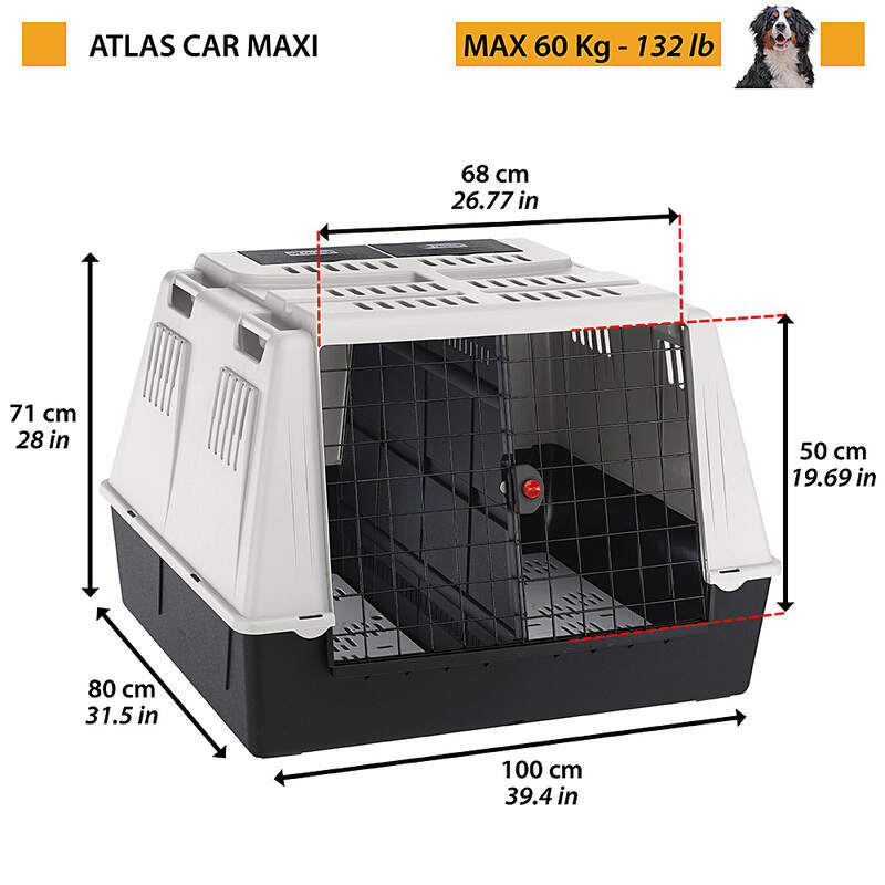 Ferplast (Ферпласт) Atlas Car Maxi - Переноска для перевезення собак в автомобілі вагою до 60 кг (100x80x71 см) в E-ZOO