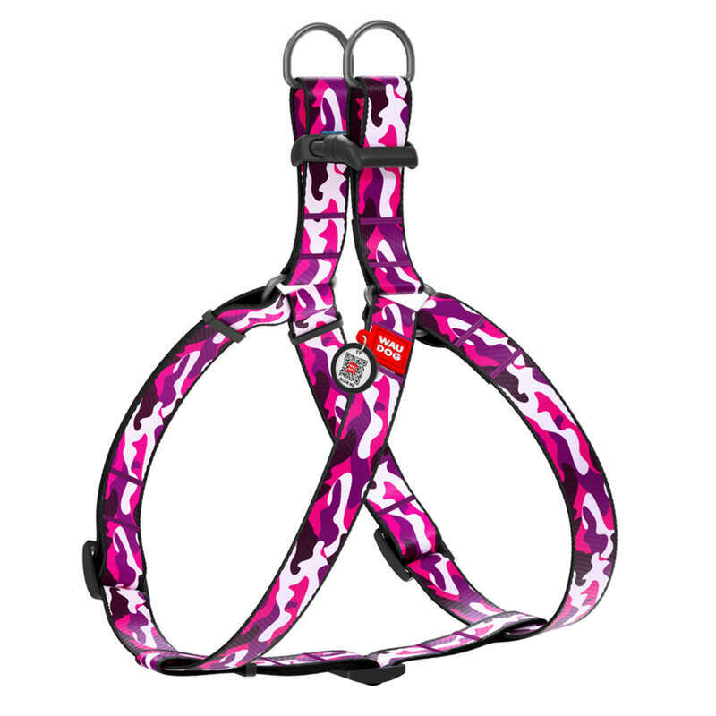 Collar (Коллар) WAUDOG Nylon - Шлея для собак анатомическая с рисунком "Розовый камо" и QR паспортом (1,0х28-40 см) в E-ZOO