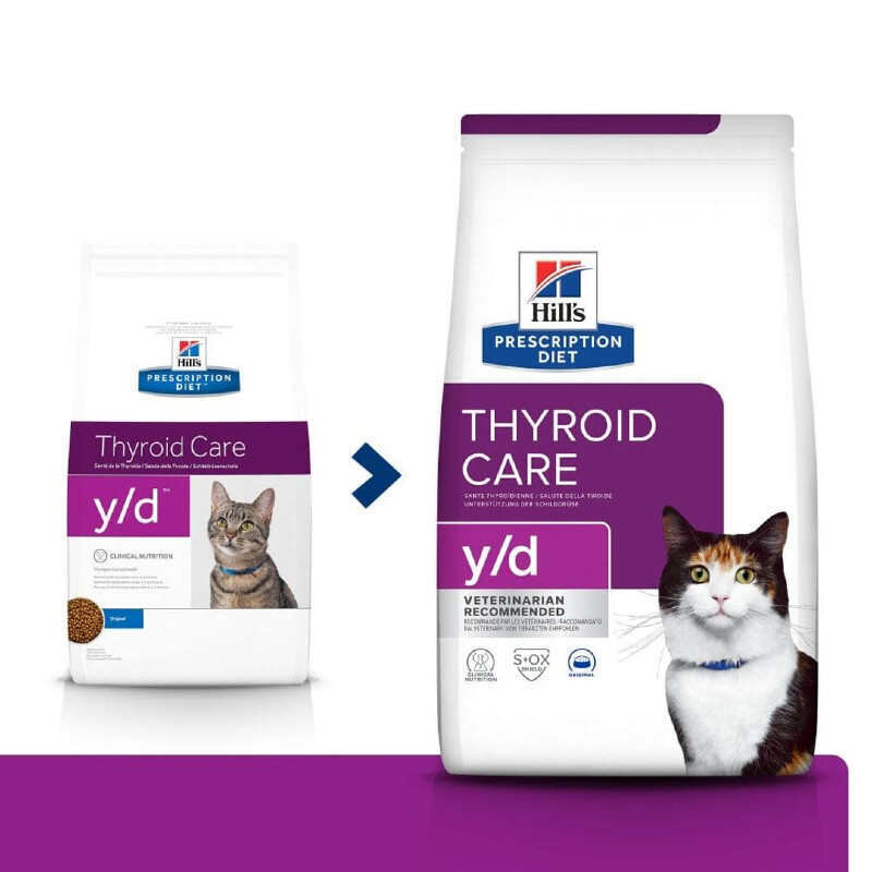 Hill's (Хиллс) Prescription Diet y/d Thyroid Care - Корм-диета с курицей для котов при заболеваниях щитовидной железы (гипертиреоз) (1,5 кг New!) в E-ZOO