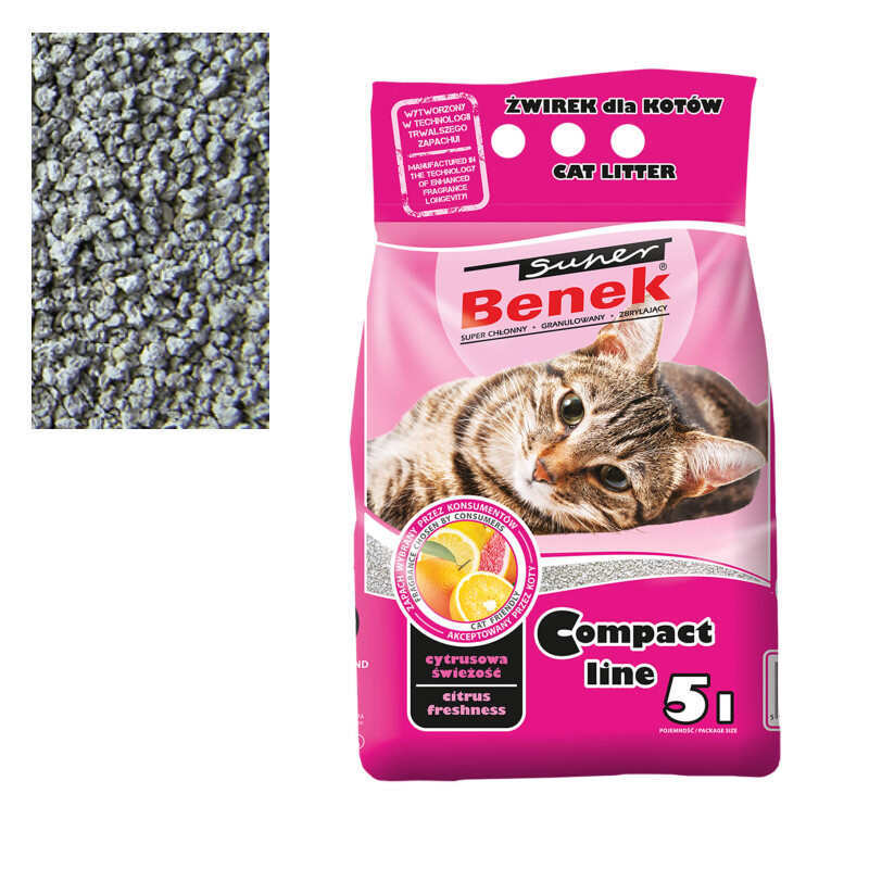 Super Benek (Супер Бенек) Compact Line Citrus – Бентонітовий наповнювач Компактний для котячого туалету з ароматом цитрусу (5 л) в E-ZOO