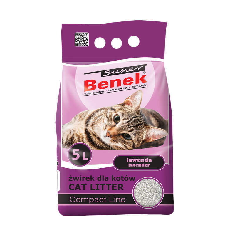 Super Benek (Супер Бенек) Compact Line Lavender – Бентонітовий наповнювач Компактний для котячого туалету з ароматом лаванды (5 л) в E-ZOO