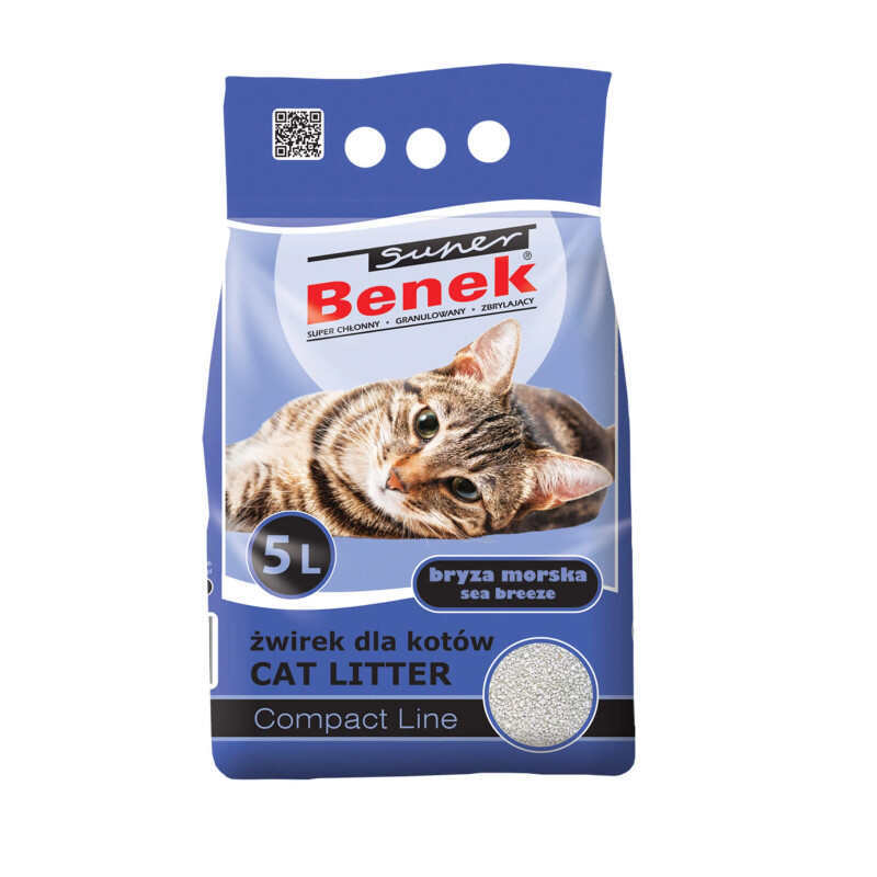 Super Benek (Супер Бенек) Compact Line Sea Breeze – Бентонитовый наполнитель Компактный для кошачьего туалета с ароматом морской свежести (5 л) в E-ZOO